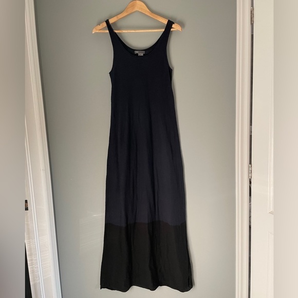 Vince cotton knit color block maxi tank dress black navy S - Picture 2 of 9